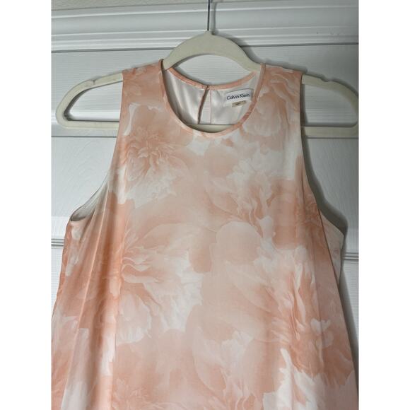 Calvin Klein Pink Floral Print Dress Size 8 Swing Dress - Picture 4 of 7